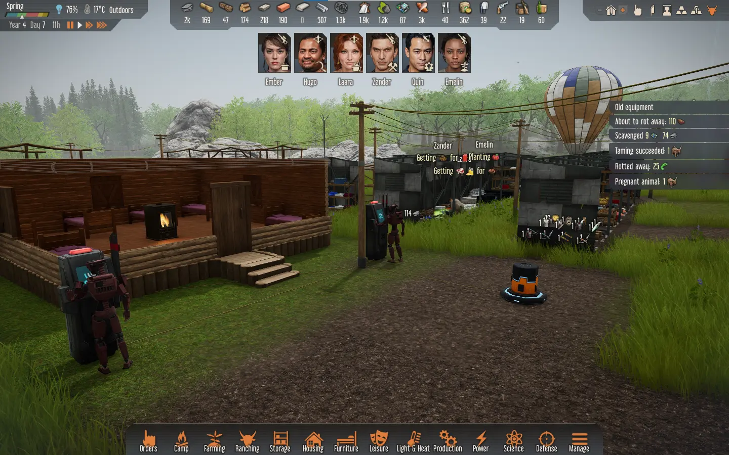 на поздних этапах можно создавать роботов-охранников с лазерными ружьями.