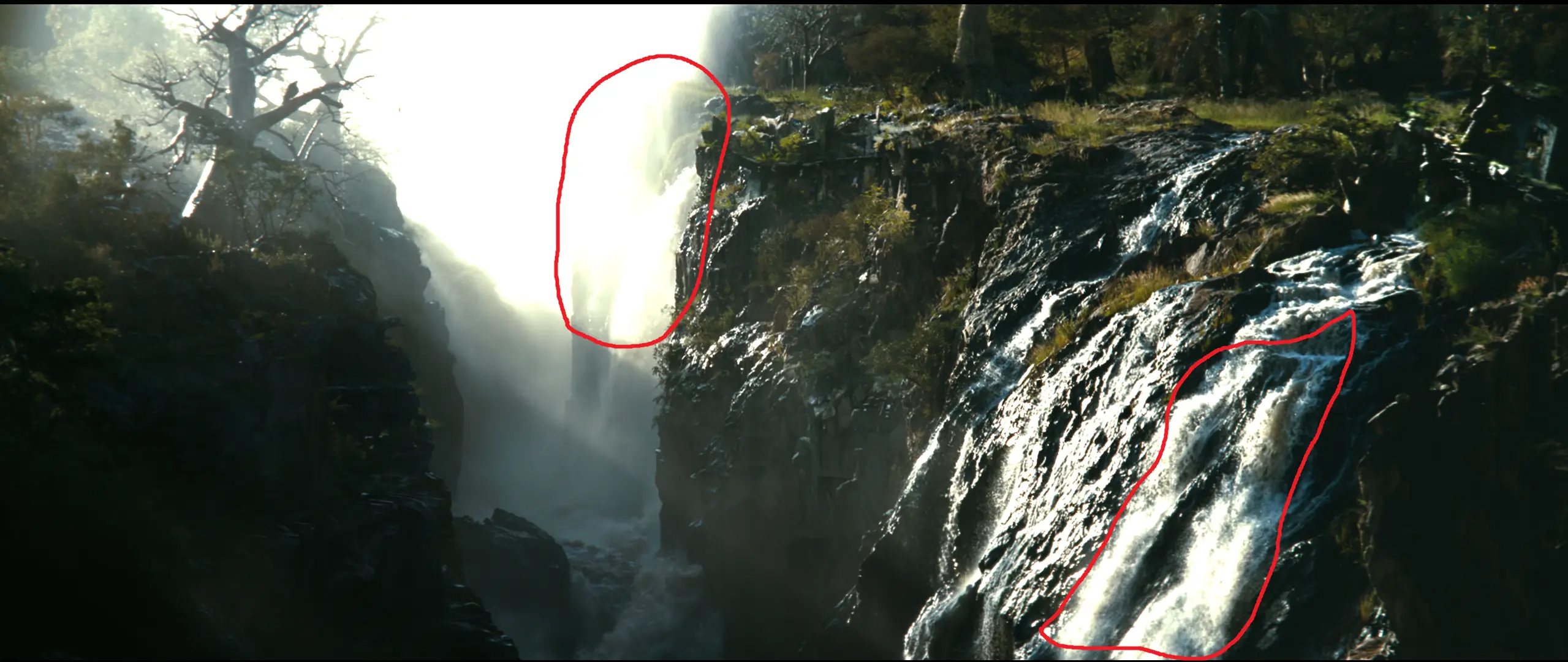 Выделенные зоны засвечены без 
HDR, а в левой вообще теряются детали - скала. Включаю и скала появляется и засветы исчезают