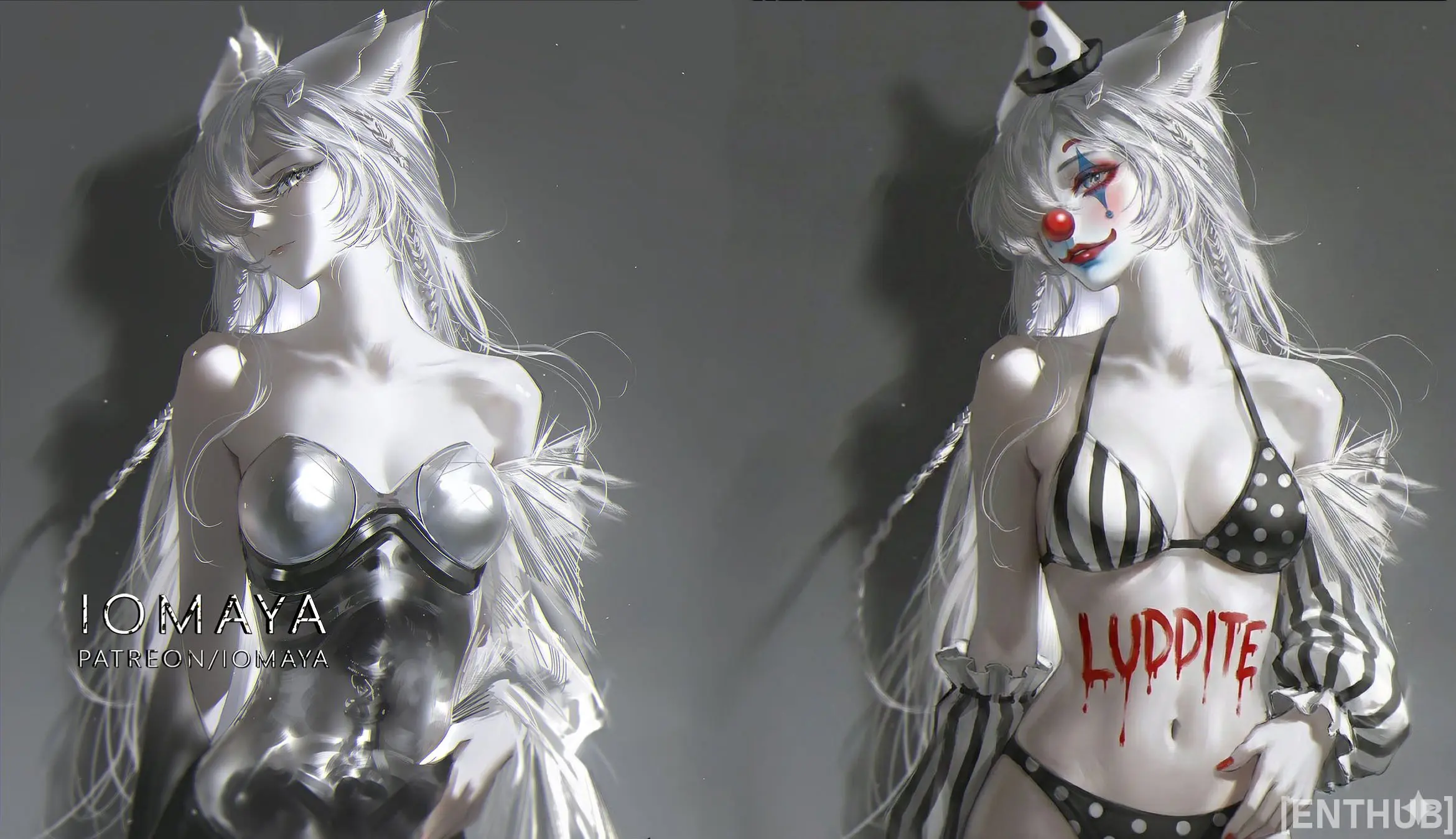 Иллюстрация художника @IomayaAF и изменённая иллюстрация Grok