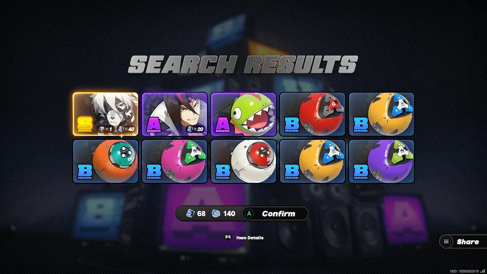 Результаты круток на баннере Хюго + со стандарта...