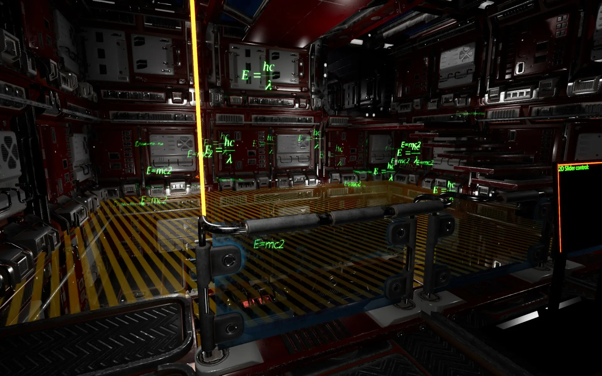 Вот эта поверхность из полосок — силовое поле. В зависимости от цвета такие поля могут блокировать либо персонажа, либо предметы и лучи.