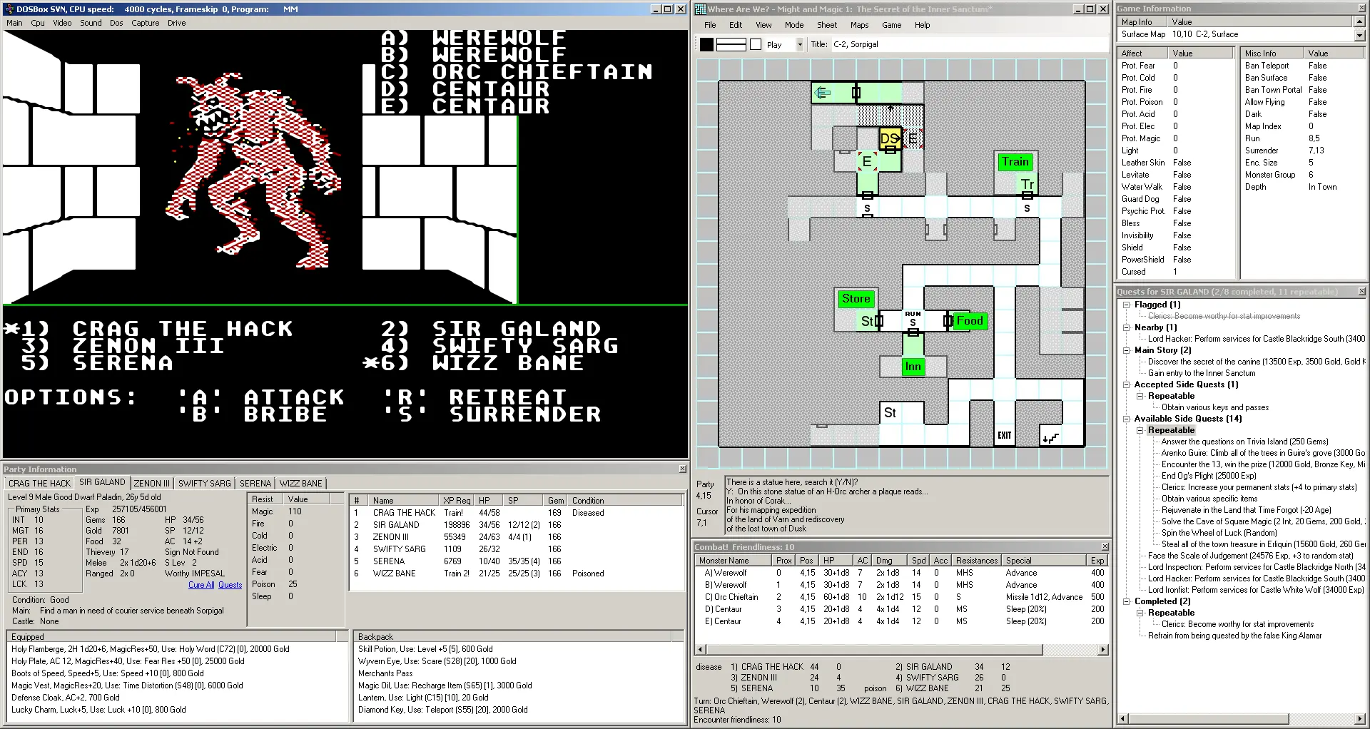 Скриншот Might and Magic и Where Are We в действии с сайта программы