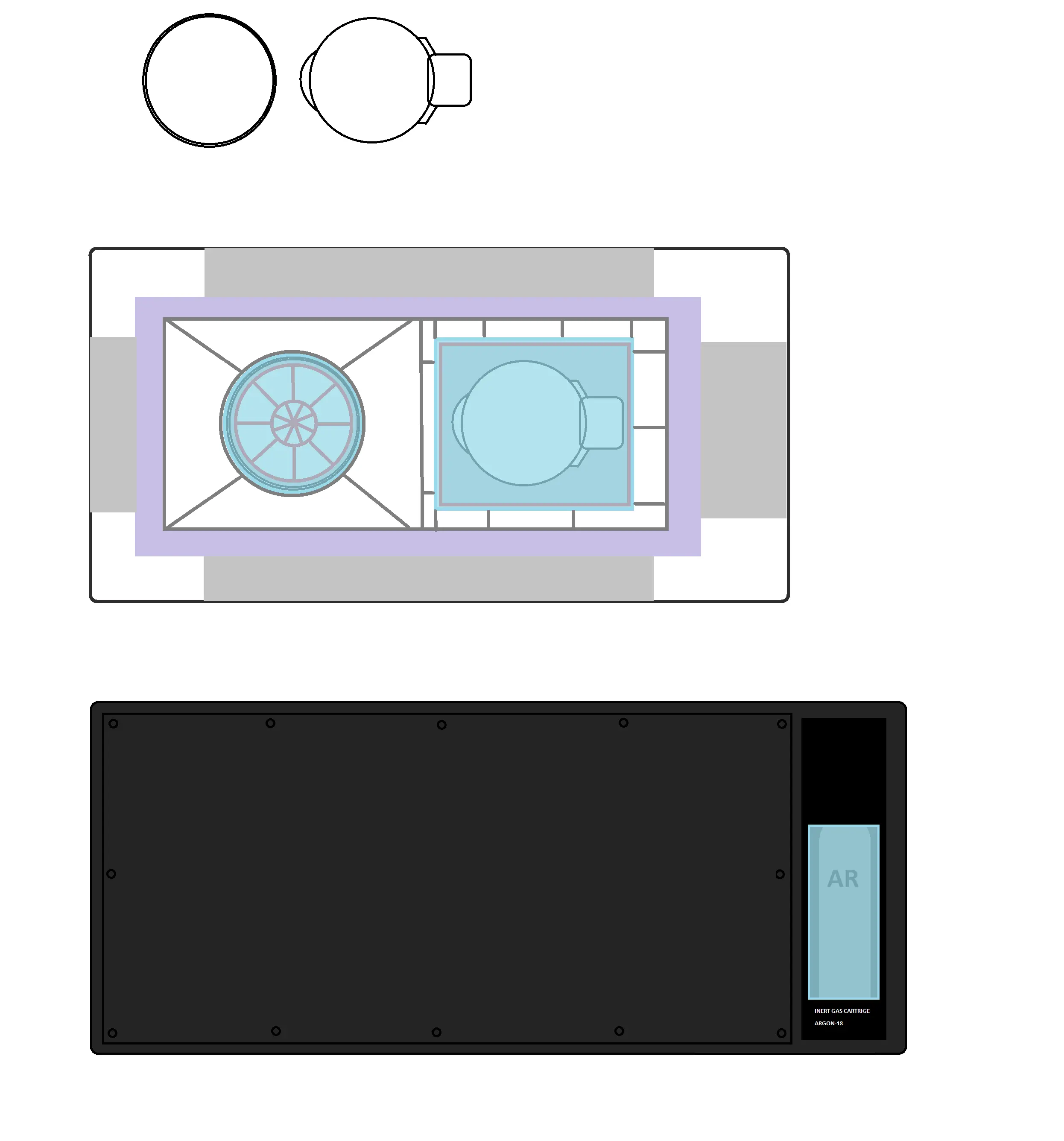 Схемка самого контейнера и специального сминаемого каркаса для её упаковок