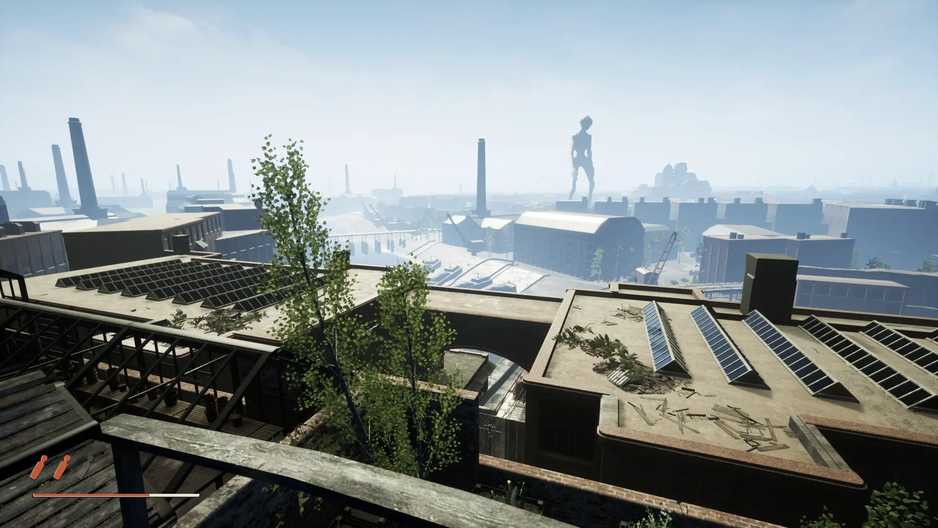 Этот гигантский гуманоид вдалеке и есть Библиотекарь. Странно то, что по мере продвижения по городу Нора как минимум два раза видит Библиотекарей, но никак не реагирует, хотя пока про них вообще ничего не знает. Зато в конце игры, когда о Библиотекарях рассказывает Уолтер, Нора устраивает маленькую эмоциональную бурю. Вот и пойми этих женщин…