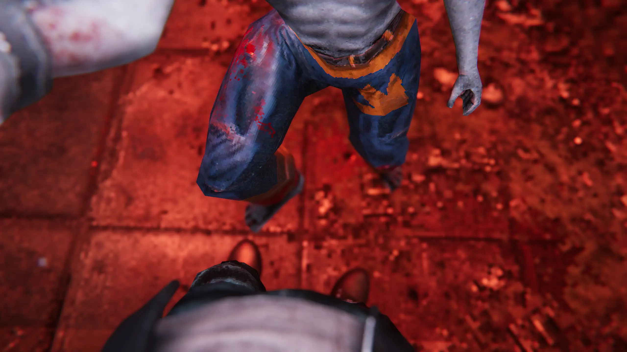 Чё ты бьёшь меня по яйцам у меня их нету совсем как и ствола там, так что я тебе покажу что такое удар по яйцам с помощью бензопилы ноги.