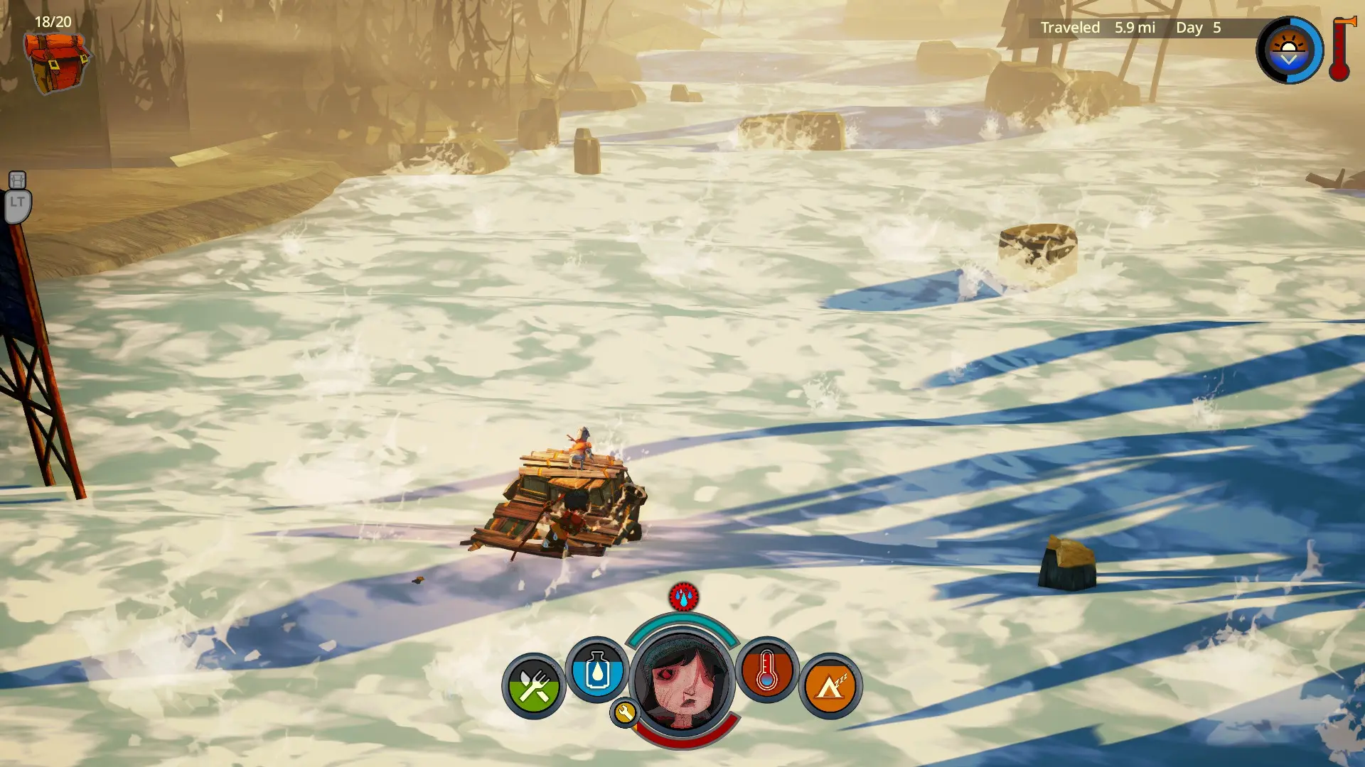 на реке то и дело встречаются вот такие участки бурного течения. плот несётся быстрее и управлять им становится сложнее