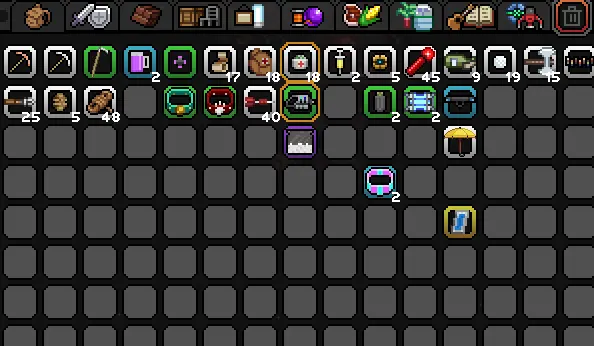 У меня мод на расширенный инвентарь. В оригинале строчек четыре для каждой вкладке и вкладок меньше.