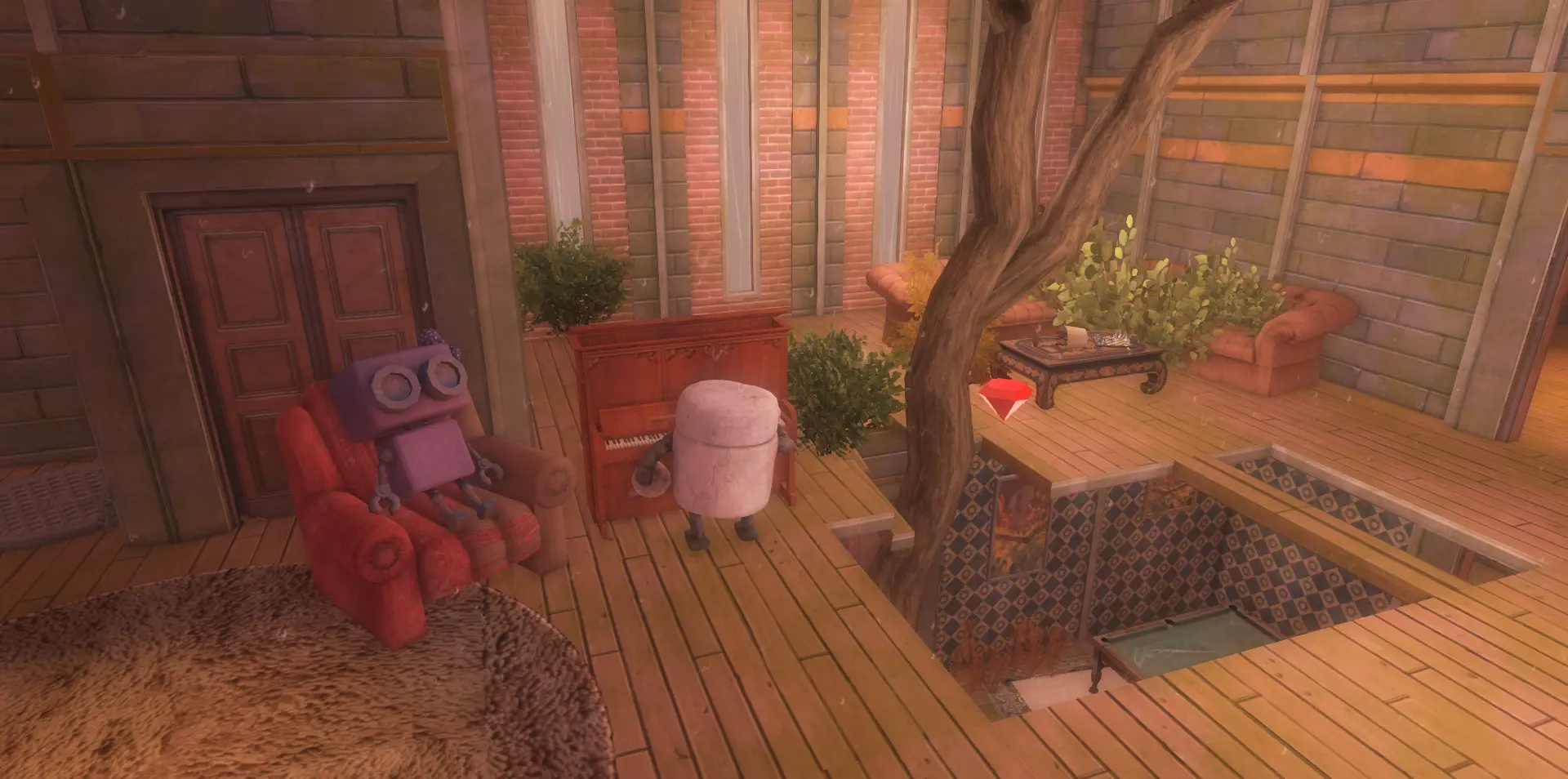 Даже как-то грустно наблюдать эту застывшую жизнь, ведь роботы, похоже, отлично проводили время