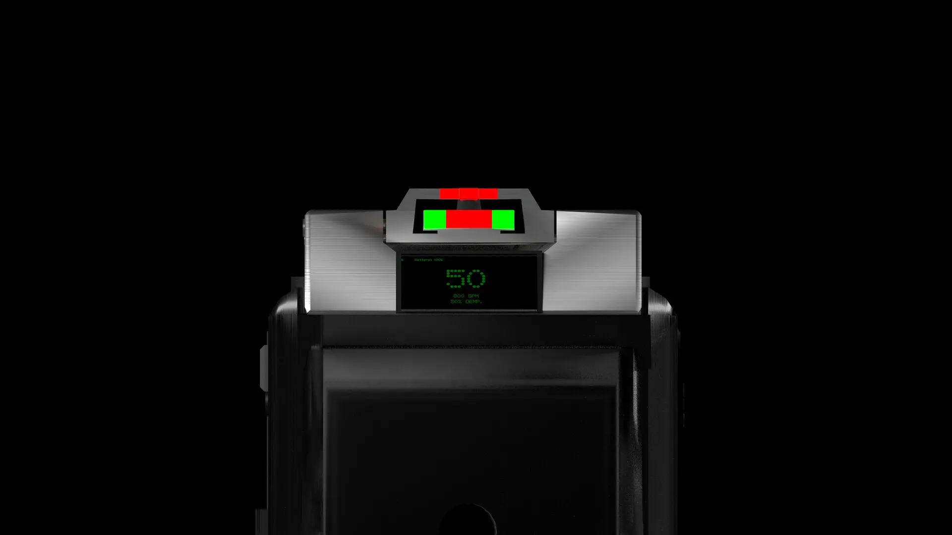 Прицел и экранчик счетчика патронов. Мушка и целик разделены на два вида. Более широкая мушка для коротких очередей , для стрельбы по большой площади (например для стрельбы по нескольким целям ) А верхняя более тонкая мушка для одиночной , но максимально точной стрельбы. На экране- счетчик патронов , текущий режим стрельбы и степень гашения отдачи.