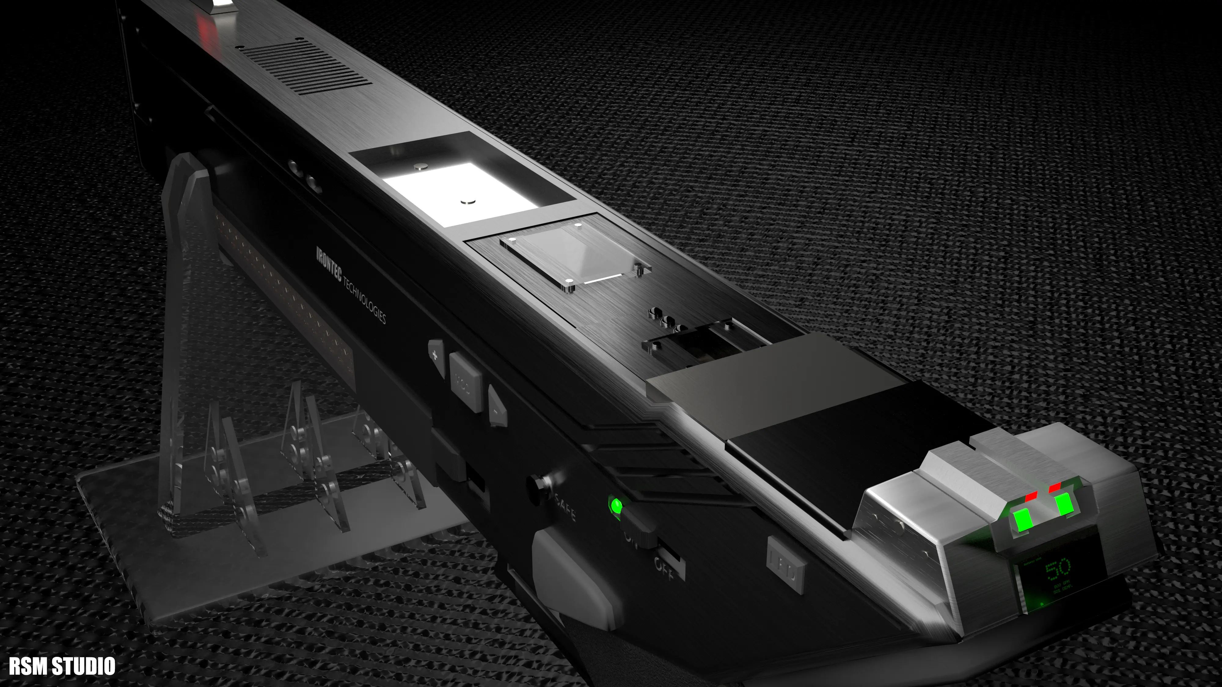 Вид сверху.  К слову есть небольшой косяк в конструкции из за которого может показаться , что гасилка перекрывает прицел, но там есть небольшое окошко)). Сейчас сижу думаю , что можно было сделать лучше , но переделывать лень.