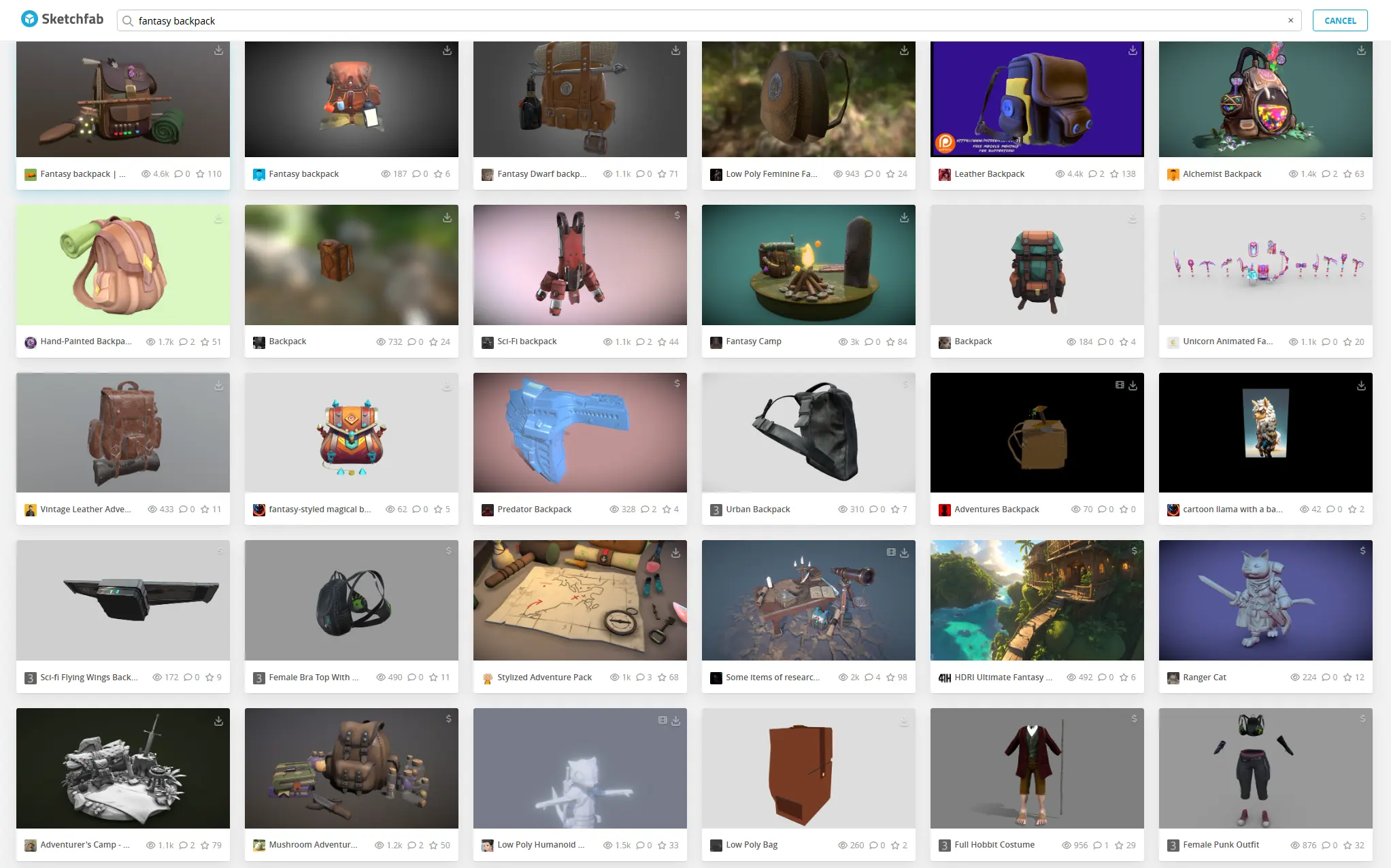 Первая страница поиска по запросу: Fantasy backpack