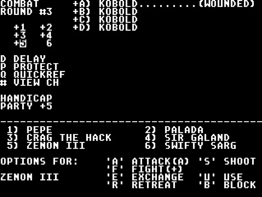Бои полностью текстовые, но содержат большую тактическую глубину. 
Действия осуществляются по одному, что даёт время на обдумывание.