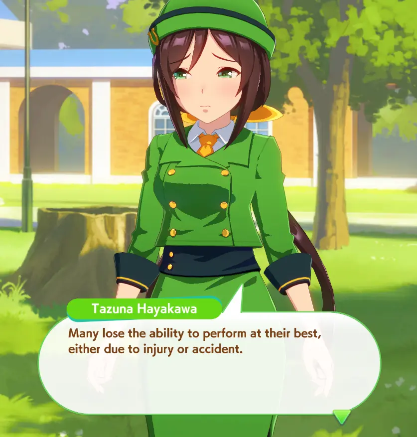 Её главная забота - здоровье молодых Умамусуме, потому в её цепочке есть целых два эффекта излечения негативных эффектов для наших подопечных