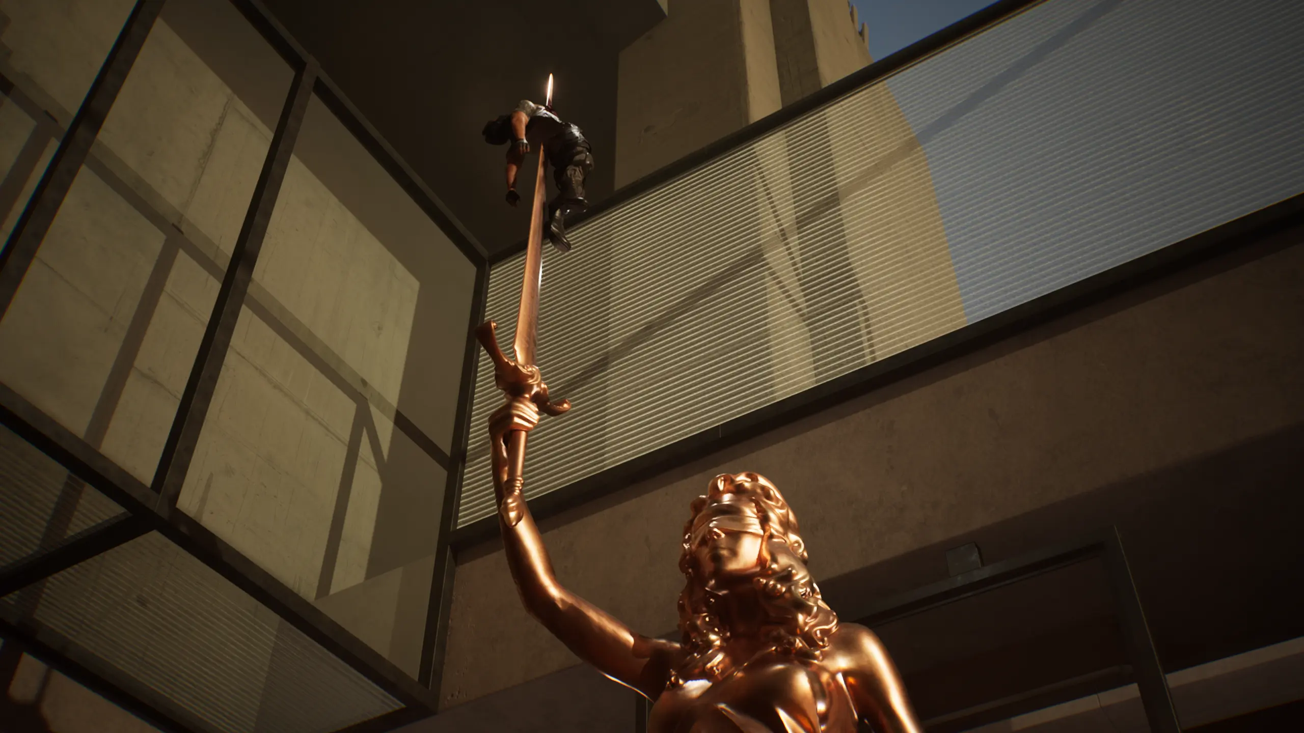 От меча справедливости погиб как говориться причём весьма иронично.