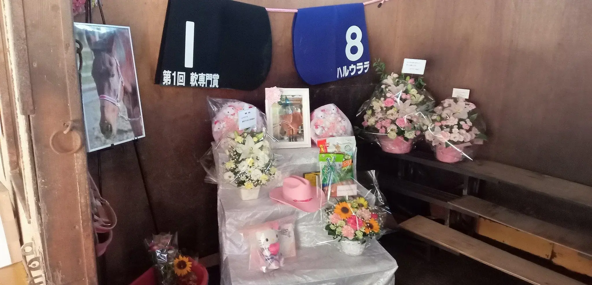 мемориал в стойле, где она жила последние годы, фото из икса @hayateonjuku