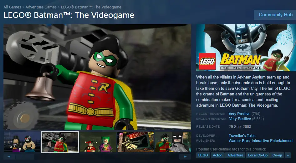 https://store.steampowered.com/app/21000/LEGO_Batman_The_Videogame/