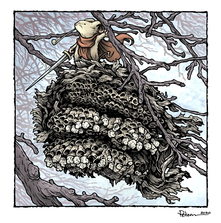 Эта работа, как и многие другие, скоро будет доступна в печатном виде в готовящемся к выходу скетчбуке Мышиной Гвардии «От рассвета до заката».