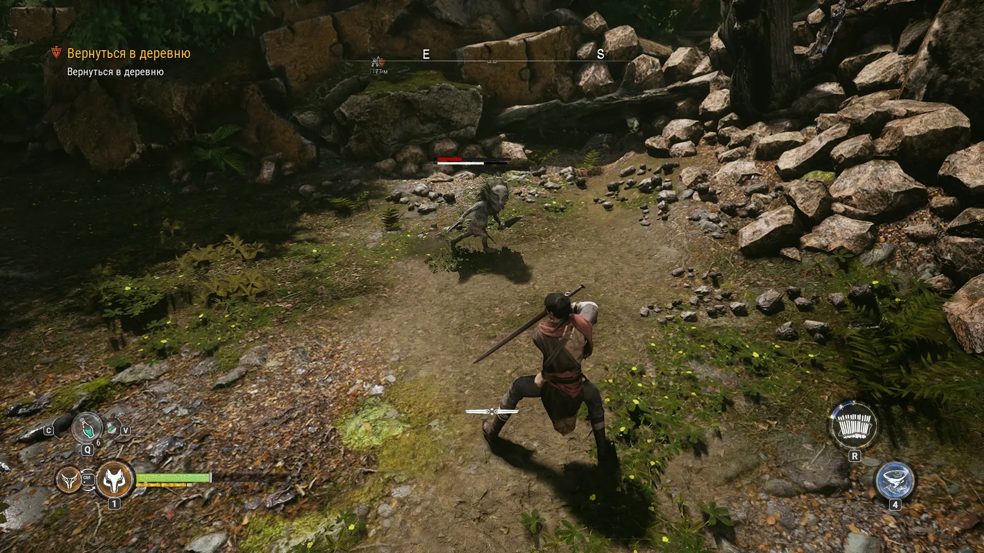 Не смотрите, что большой лупит маленького. Игра спавнит врагов охапками, этот просто последний остался.