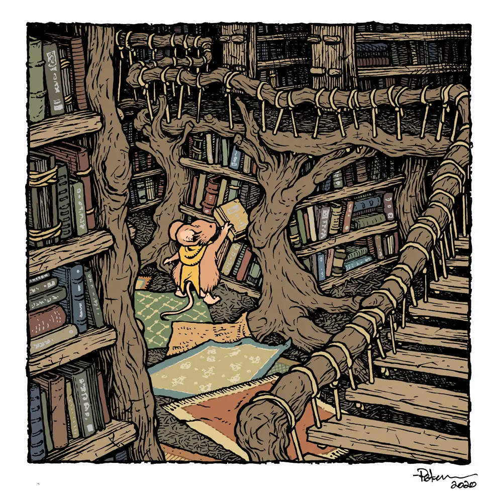 Окончательные цвета могут быть изменены, но неплохо бы подчеркнуть различия между книгами, ветками, верёвками и ковриками.