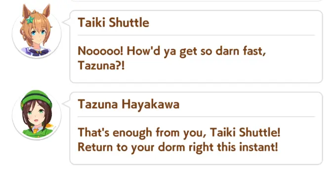 Она догнала паникующую Умамусуме, причём не какую-то случайную, а Тайки Шаттл, что дала полный спринт