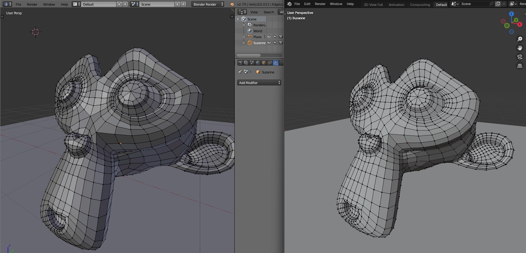 Выключенное сглаживание в Blender 4.0