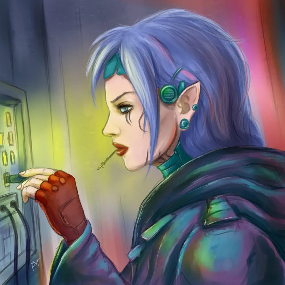Ну и ещё один набросочек в стилистике Shadowrun
