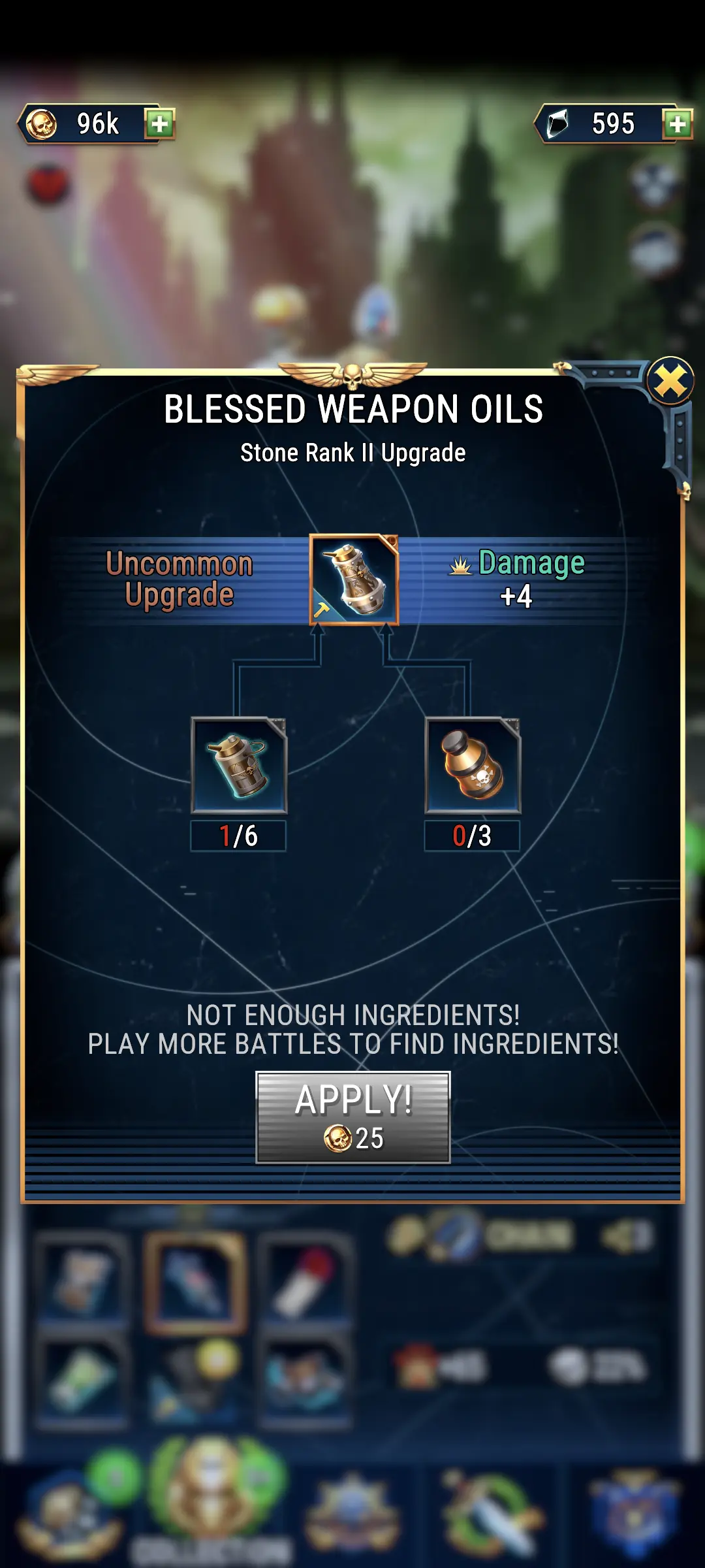 После uncommon идёт rare, после rare - epic, а потом уже и легендарный. Как видете ещё на uncommon на апргейд нужно аж 9 предметов