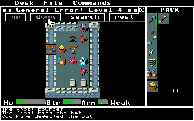 Epyx выпустили графическую версию Rogue для Amiga и Atari ST, но с уменьшенным углом обзора играть труднее.
