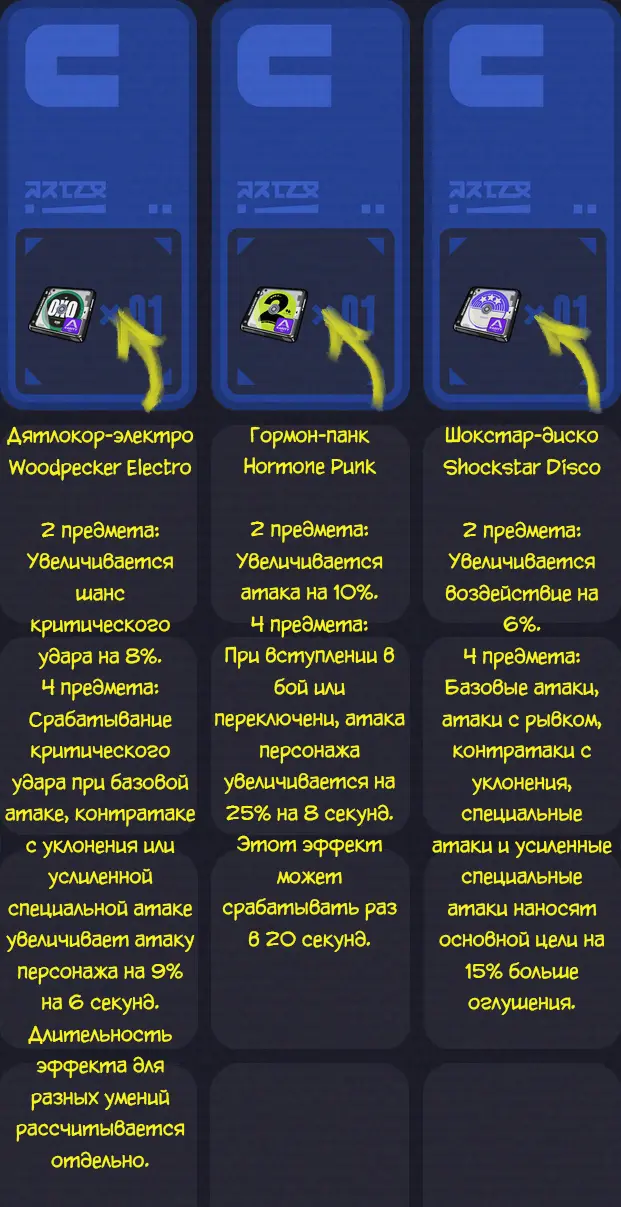Как видно из набора: два вида на урон и один для станораздающего.