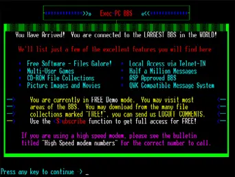 BBS вроде ExecPC были очень популярными в 90-е и позволяли распространять бесплатные и условно-бесплатные игры вроде Doom