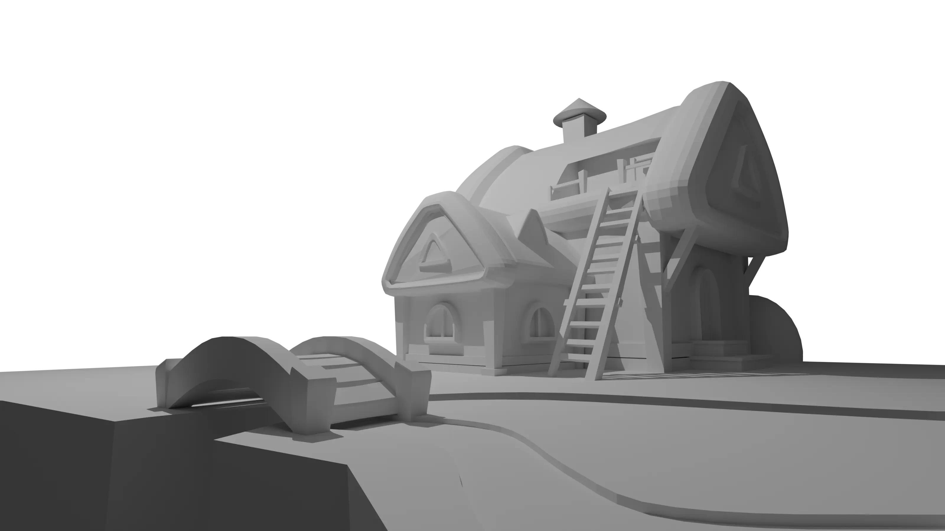 Первый объект, который проходят на курсе – домик. Его 3D рендер