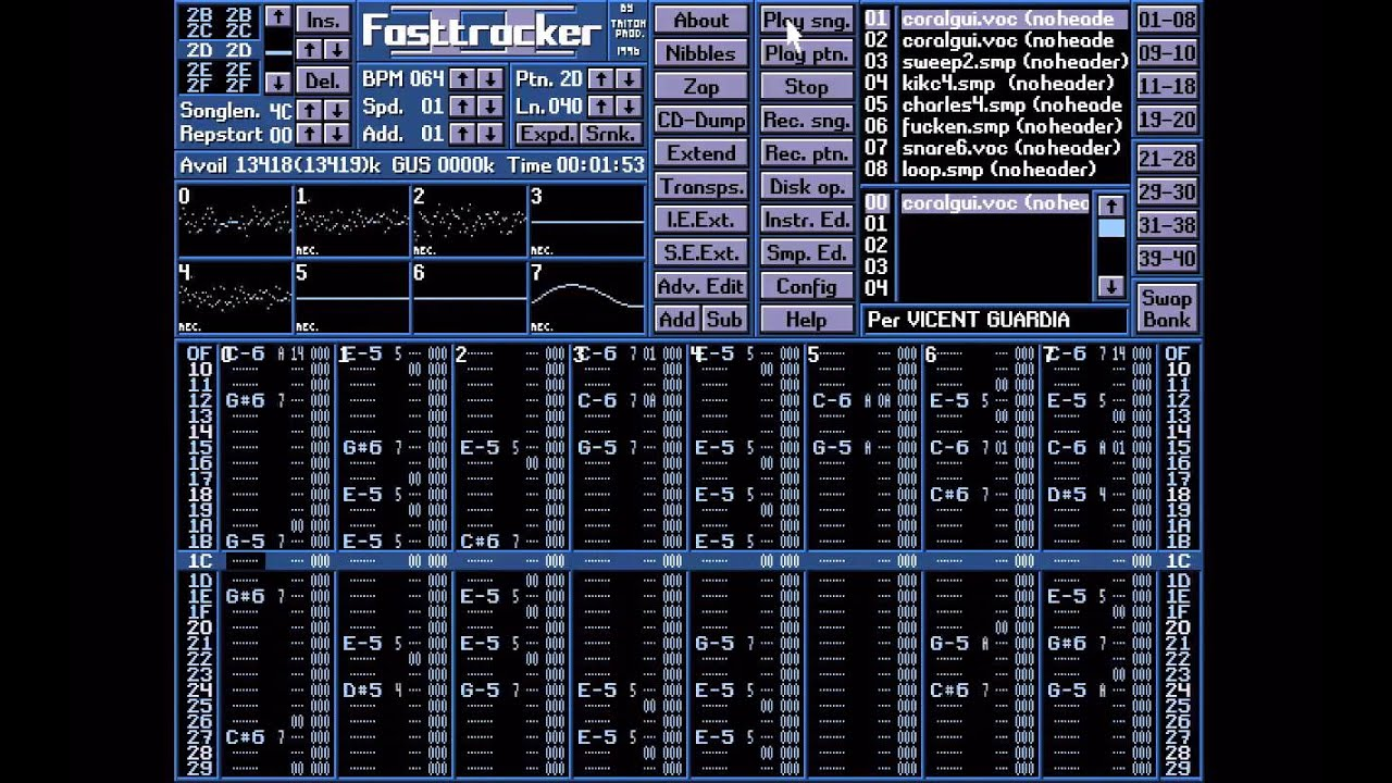 Интерфейс FastTracker 2. Не FL Studio, конечно...