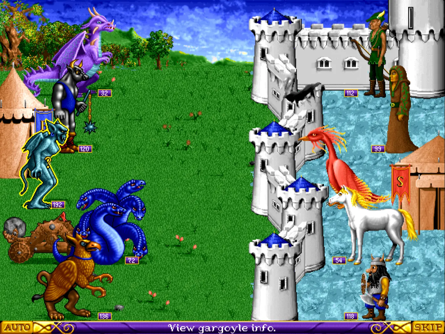 Осада города. Слева - Чернокнижник. Справа - Колдуны.