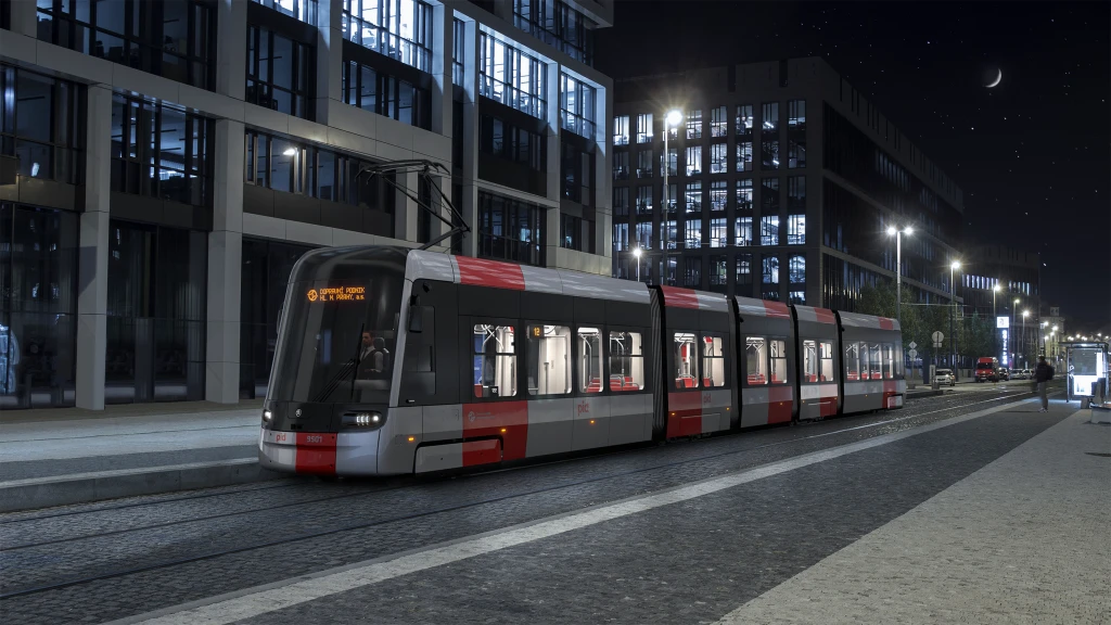 Новейший трамвай Škoda ForCity Plus Praha 52T